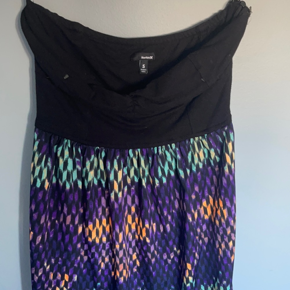 Hi-low strapless dress